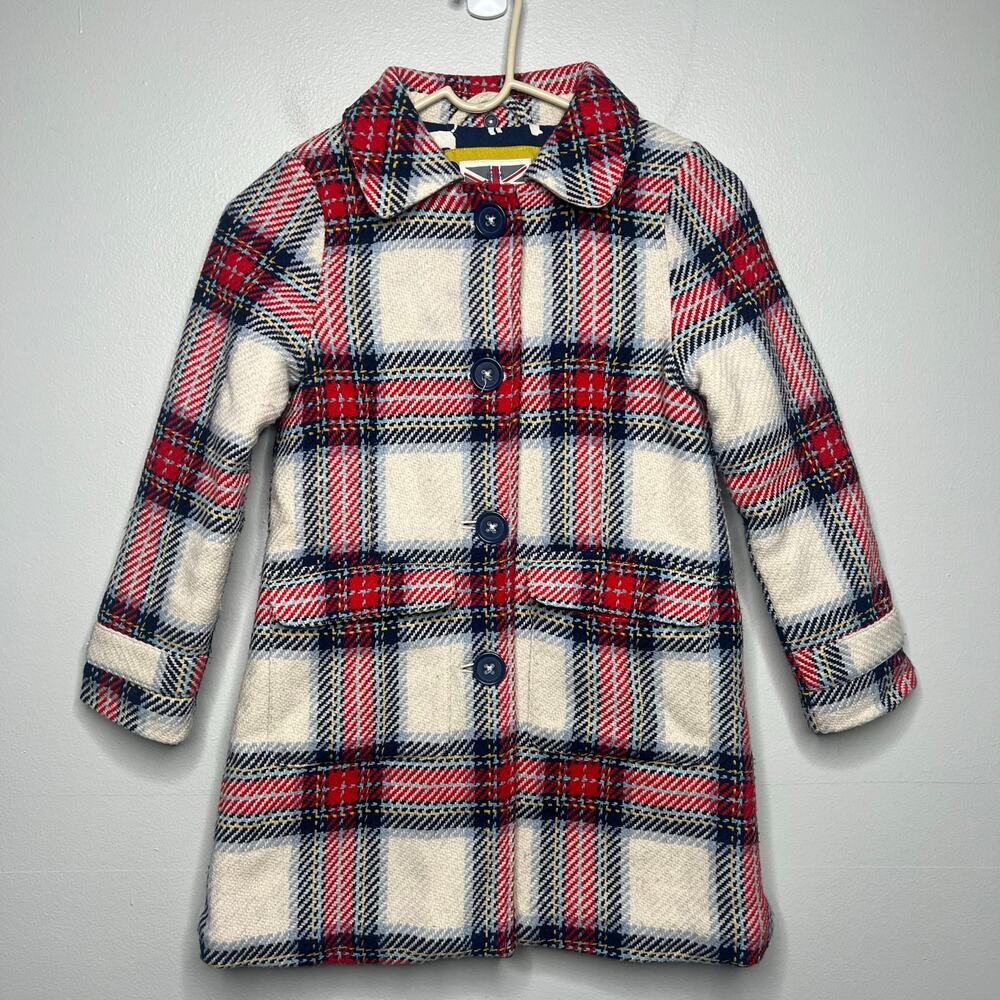 Mini Boden Plaid Kids Coat - Girls 6-7 - Picture 2 of 14